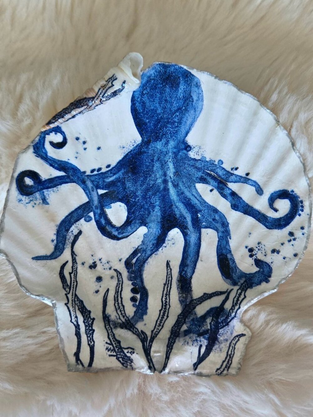Handmade scallop octopus jewelry dish